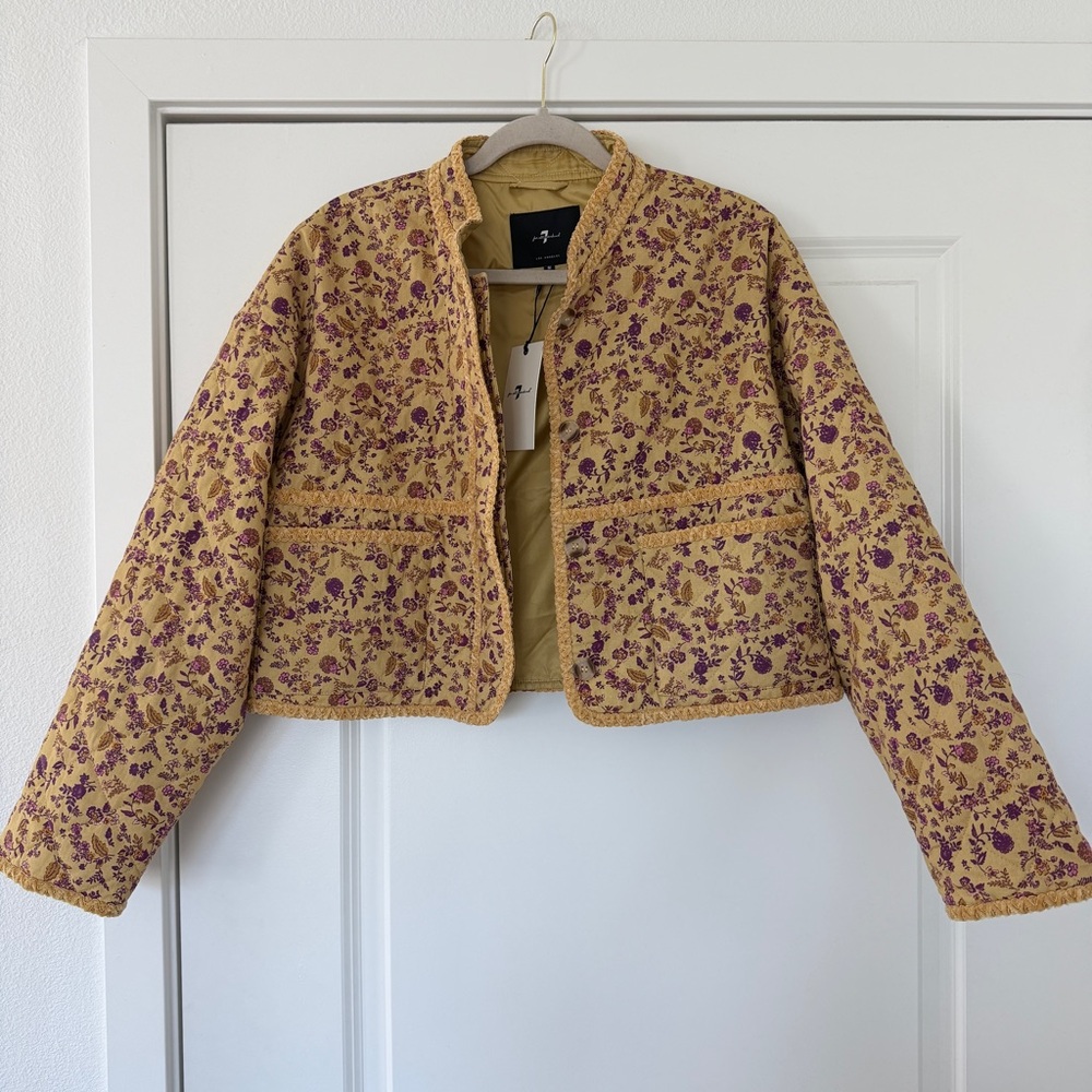 Floral Quilted Jacket - Purple and Tan 7 for all man kind